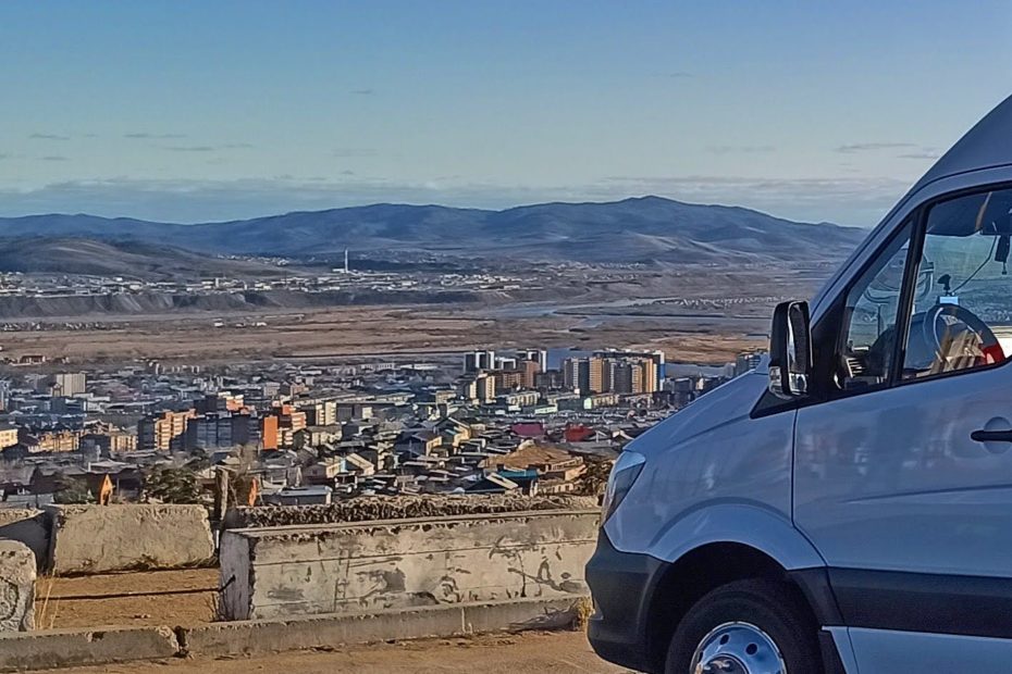 Panoramic view over Ulan-Ude city from the hill near the city.